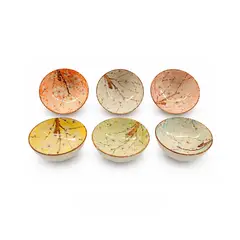 DECORIENTE - Set x6 Bowls Cerámica Jardin MT0821-176-Multicolor