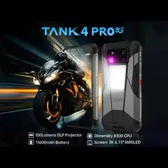 OUKITEL - Unihertz Tank 4 Pro Projector Rugged Phone Smartphone 12GB+512GB 5G Proyector