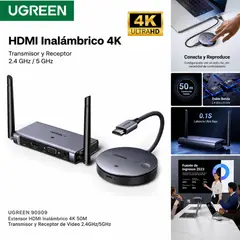 UGREEN - Kit De Trasmisor Inalámbrico 50 Metros 4K@30HZ Salida 1XHDMI 1XVGA