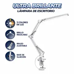 GENERICO - Lampara Escritorio LED - Flexible - Articulada LED Escritorio - Control Táctil