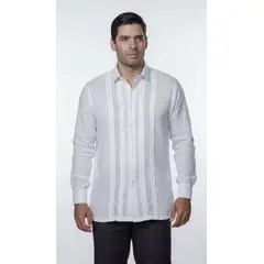FRIXIO - Guayabera Hombre Blanca 100% Lino Bordado a Mano