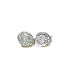 NOAH - Aretes Halo en Plata 925 y Circones Transparentes