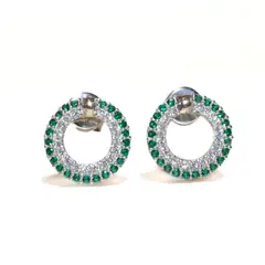 NOAH - Aretes Lifesaver en plata 025 y Circones Verdes Transparente