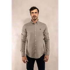 DANTE - Camisa Antimanchas Oxford Gris - Talla Regular