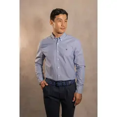 DANTE - Camisa Antimanchas Popelina Rayas Azul Oscuro