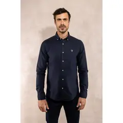 DANTE - Camisa Antimanchas Oxford Azul - Talla Regular