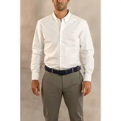 DANTE - Camisa Antimanchas Oxford Blanco Logo Beige