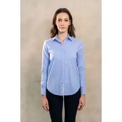 DANTE - Camisa Antimanchas Oxford de Mujer Rayas Azul Princeton