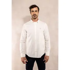 DANTE - Camisa Antimanchas Oxford Ivory - Talla Regular