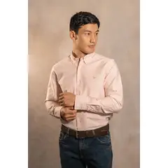 DANTE - Camisa Antimanchas Oxford Rayas Coral