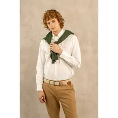 DANTE - Camisa Antimanchas Popelina Blanca Logo Gris Claro - Talla Regular