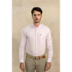 DANTE - Camisa Antimanchas Popelina Light Pink Con Bolsillo Logo Azul - Talla Regular