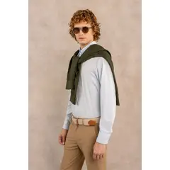 DANTE - Camisa Performance Antiarrugas Azul Claro