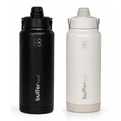 BUFFER FLASK - Termo Buffer 1lt Pack X2 Triple Aislamiento Base Silicona - Negro