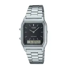 CASIO - Reloj Retro Unisex AQ-230A-1D Vintage Doble Hora Negro
