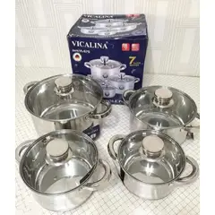 GENERICO - Batería de Ollas en acero quirúrgico 8 piezas