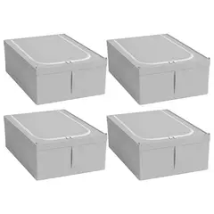 ENERGY PLUS - Set x4 Cajas Organizadoras Ropa Plegables Con Tapa Y Cierre