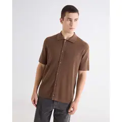 SEVEN SEVEN - Camisa Tejida En Tricot Para Hombre Café