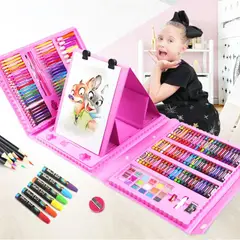 TECNOHOGAR JS - Kit De Pintura Para Niños De 208 Pcs Set De Arte Rosado