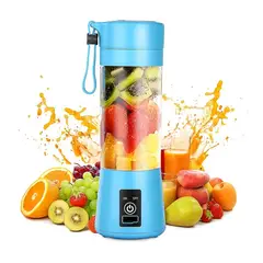 GENERICO - Licuadora Portátil Recargable USB - 6 Cuchillas Acero Inox - Vaso 380ml Deportiva - Preparación de Jugos y Batidos