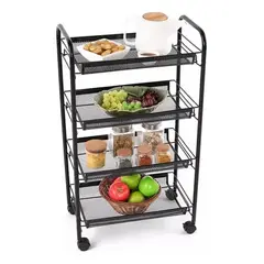 GENERICO - Carrito Organizador Rodante 4 Niveles Estante Metálico Multiusos con Ruedas