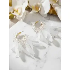 ZYRAL - Aretes Dorados con Blanco Mujer Marca ZARC01-669