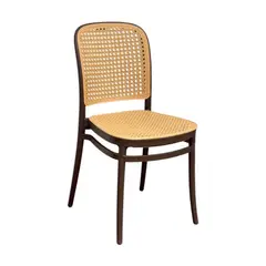 GENERICO - Silla Solea En Polipropileno Redonda Tipo Mimbre Base Marrón