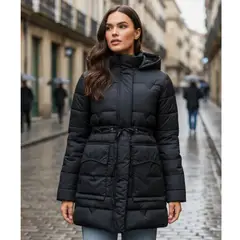 ABC JACKETS - Chaqueta Tipo Gaban Mujer Impermeable Acolchada Con Capota Abrigo Ligero Moderno