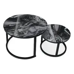 GENERICO - MESA DECORATIVA DOBLE EN VIDRIO Y ESTRUCTURA METALICA PARA EL HOGAR