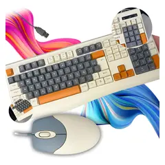 GENERICO - Kit Teclado Y Mouse Gamer Retro Usb Pc Laptop Oficina Color