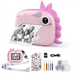 TECNOHOGAR JS - Camara Instantanea Para Niños Videos Full Hd Incluye Colores
