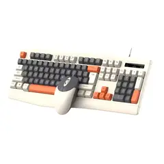 GENERICO - Kit Teclado Y Mouse Gamer Retro Usb Pc Laptop Oficina Color