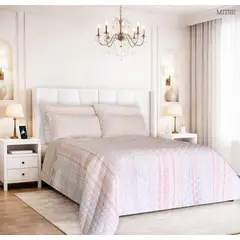 BALI - Colcha Doble Faz para Cama Doble 215×240 + Funda 50×75 tonos pastel Polialgodón