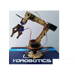 GENERICO - Brazo Robotico 7 Servos 6 DOF Grados Libertad MG996 Acrilico Negro