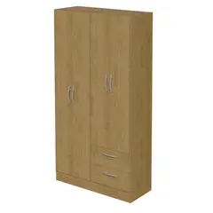 AKIVOY - Closet Armario Essence 4 Puertas y 2 Cajones - Acabado Amaderado Natural