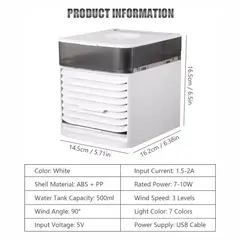 TECNOHOGAR JS - Aire Acondicionado Portatil Ventilador Ultra Air Cooler Usb 7 Luces