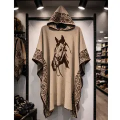 TODOTEJIDOS - Ruana Poncho Hombre Caballero Tejida Liviana Urbana Con Capota Ed. Especial