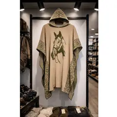 TODOTEJIDOS - Ruana Poncho Hombre Caballero Tejida Liviana Urbana Con Capota Ed. Especial