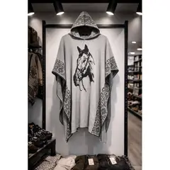 TODOTEJIDOS - Ruana Poncho Hombre Caballero Tejida Liviana Urbana Con Capota Ed Esp