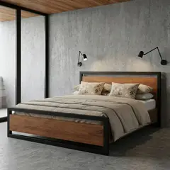 GENERICO - Cama May King Size 210cm x 210cm En Roble