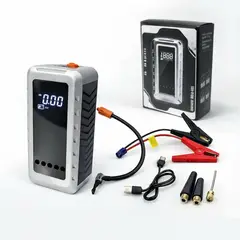GENERICO - Arrancador Portátil para Carro Compresor de Aire Linterna LED y Power Bank Multifuncional