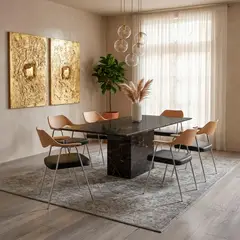 GENERICO - Comedor en piedra sinterizada color negro + 6 sillas