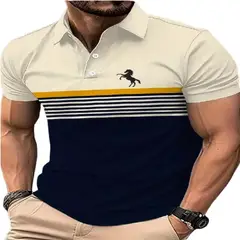 100 - Camibuso de Cuello Beige con Azul