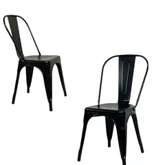 DISTRIONLINE - Set X2 Sillas Metálicas Tolix Color Negro