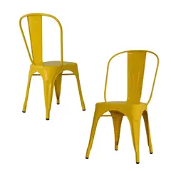 DISTRIONLINE - Set X2 Sillas Metálicas Tolix Color Amarillo