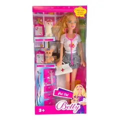 GENERICO - Muñeca Betty Veterinaria Con Mascotas Y Accesorios Medicos