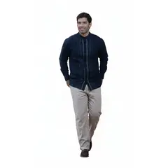 FRIXIO - Guayabera Artesanal Manga Larga Color Azul Navi