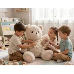 INFANTILES CAJUROMIX - Oso De Peluche Tierno Con Acabados Decorativos Beige
