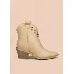 COSMOS - Botines texanos color arena de gamuza sintética y taches 106432