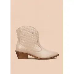 COSMOS - Botines en cuero color beige con texturizado 106113